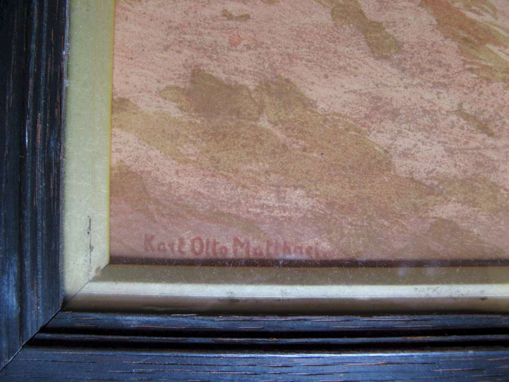 Arts and Crafts oak framed print by Karl Otto Matthaei 1863-1931