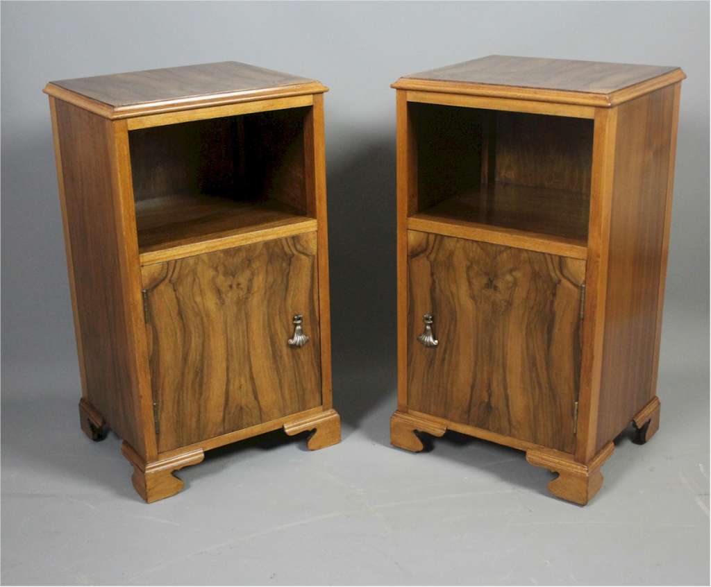 Art Deco burr walnut bedside cabinets