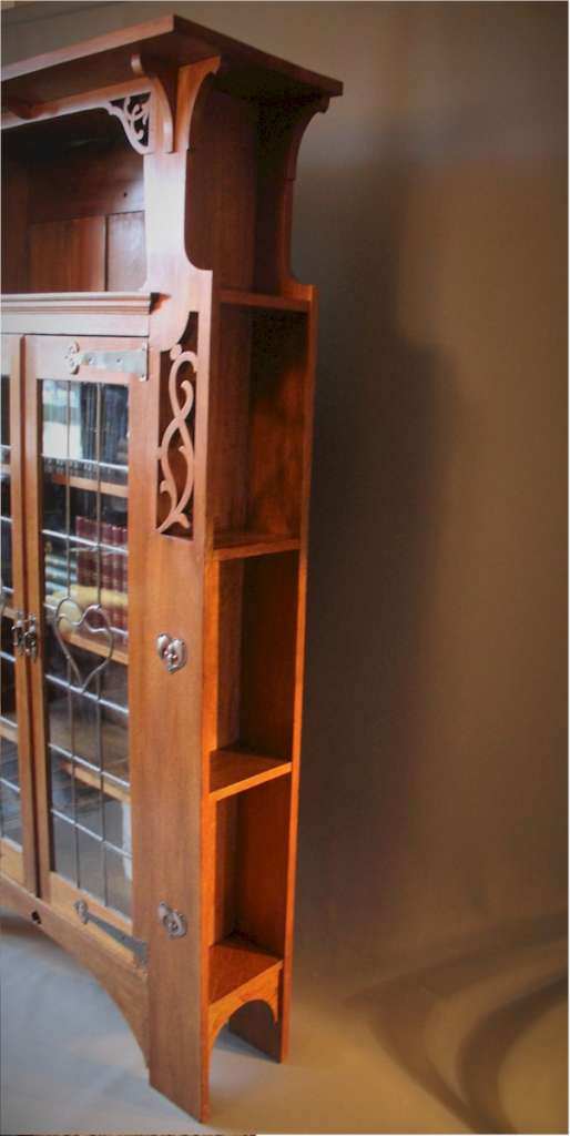 Arts and Crafts oak bookcase with Heart leaded glazed doors