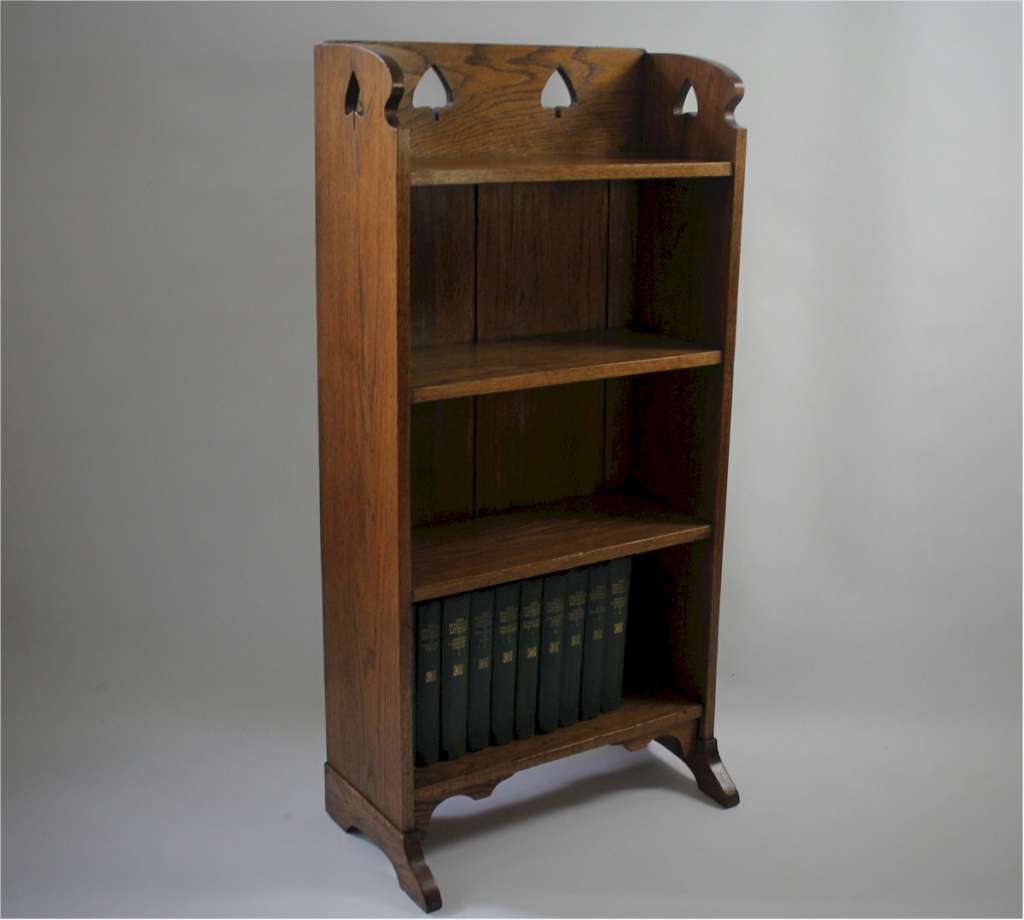Arts and crafts open bookcase in oak