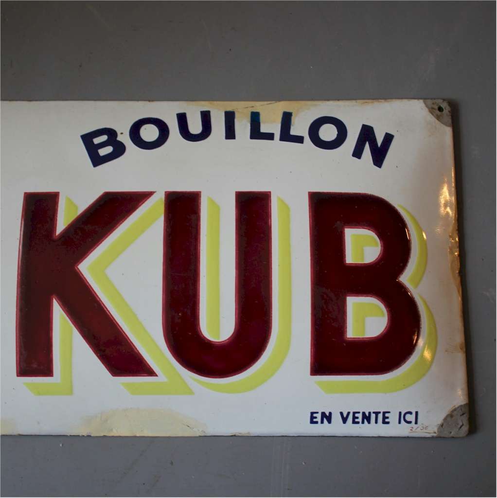 Bouilon Kub French enamelled advertising sign