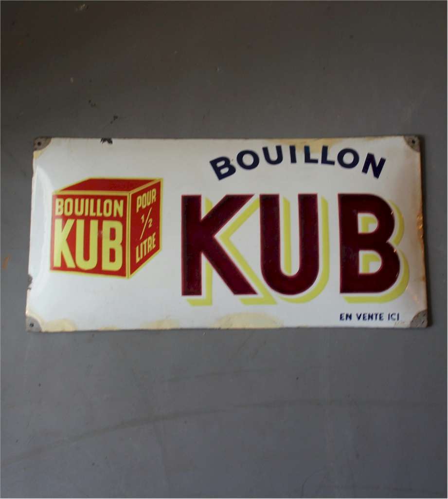 Bouilon Kub French enamelled advertising sign