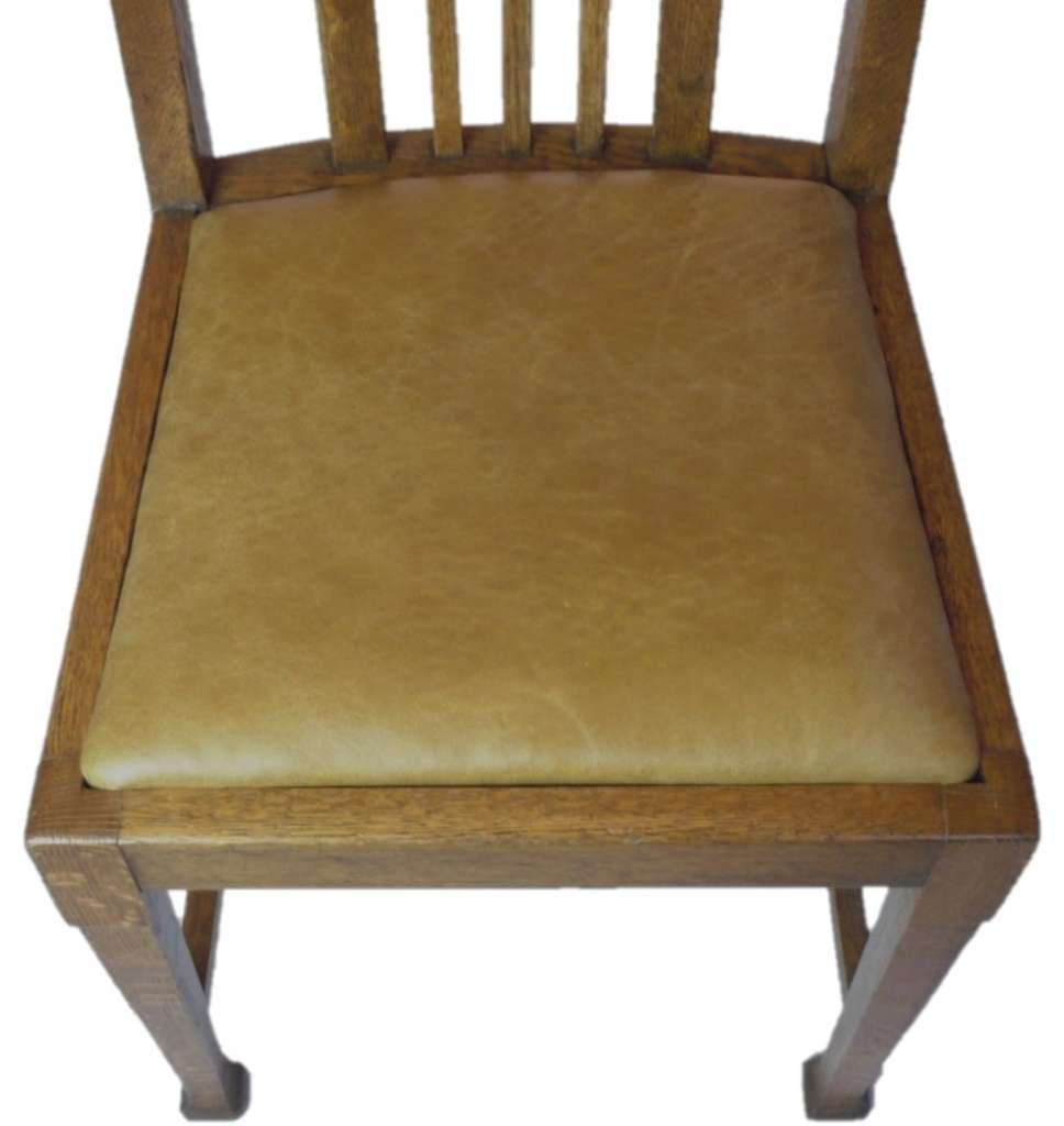 Set of 6 Arts and Crafts high back chairs in oak