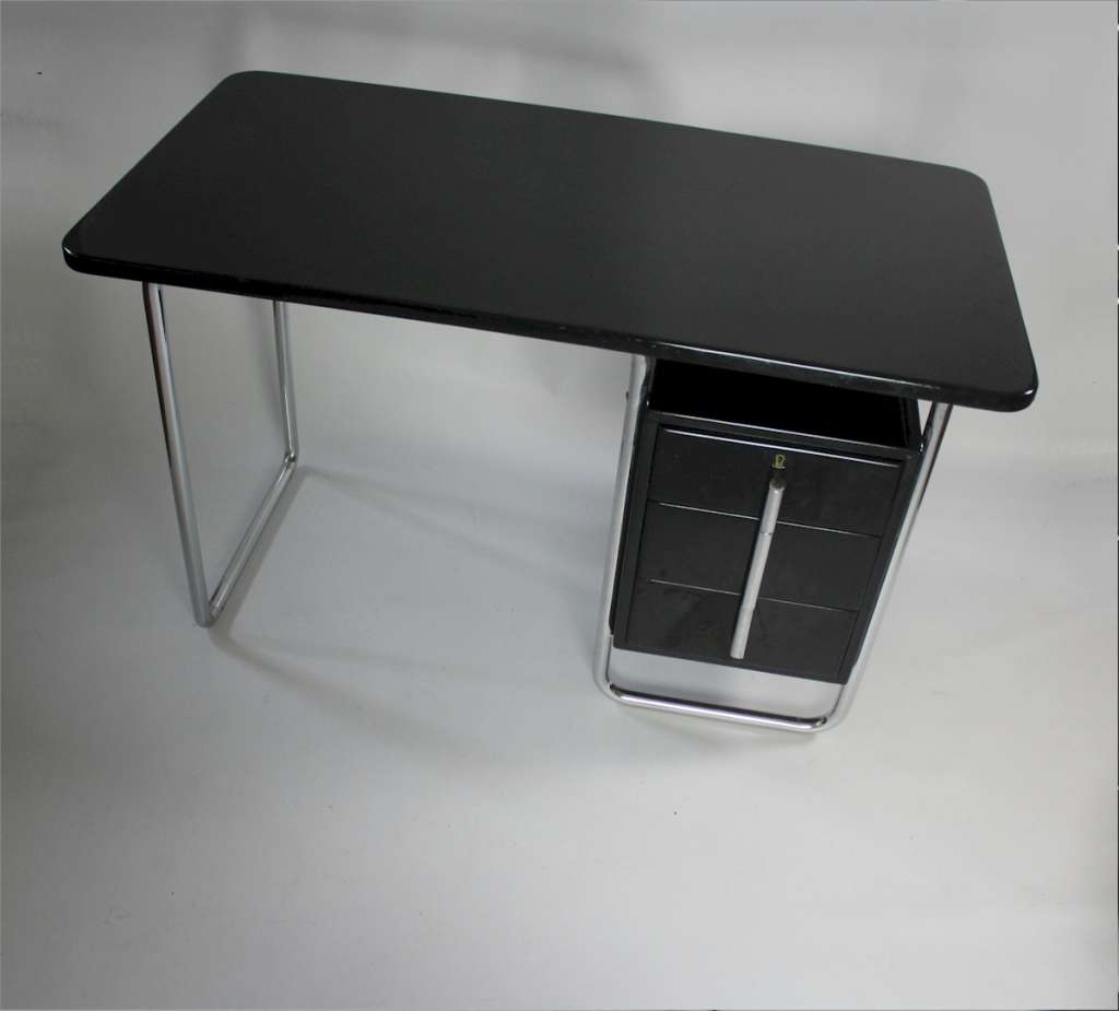 Bauhaus Modernist tubular steel chrome desk by PEL