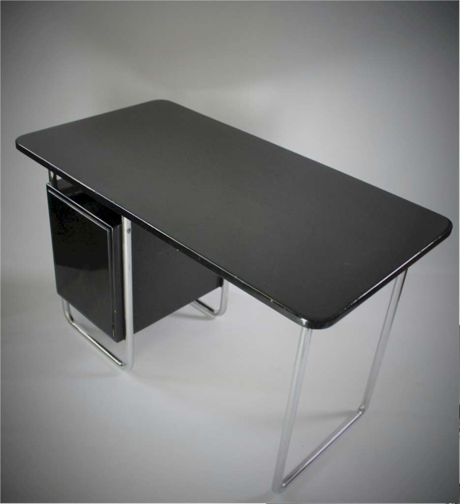 Bauhaus Modernist tubular steel chrome desk by PEL