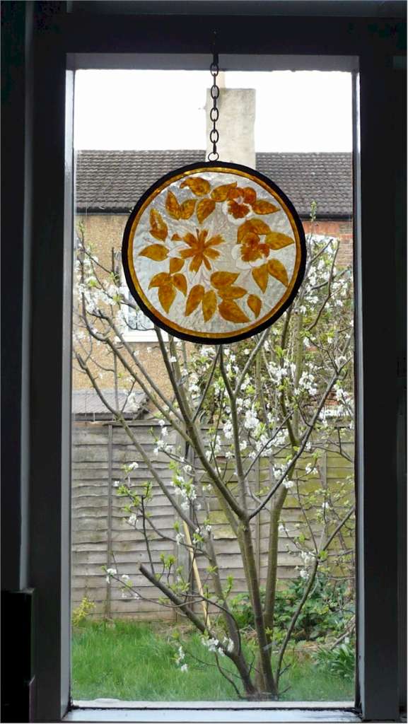 Window hanger , painted glasss Med Flowers
