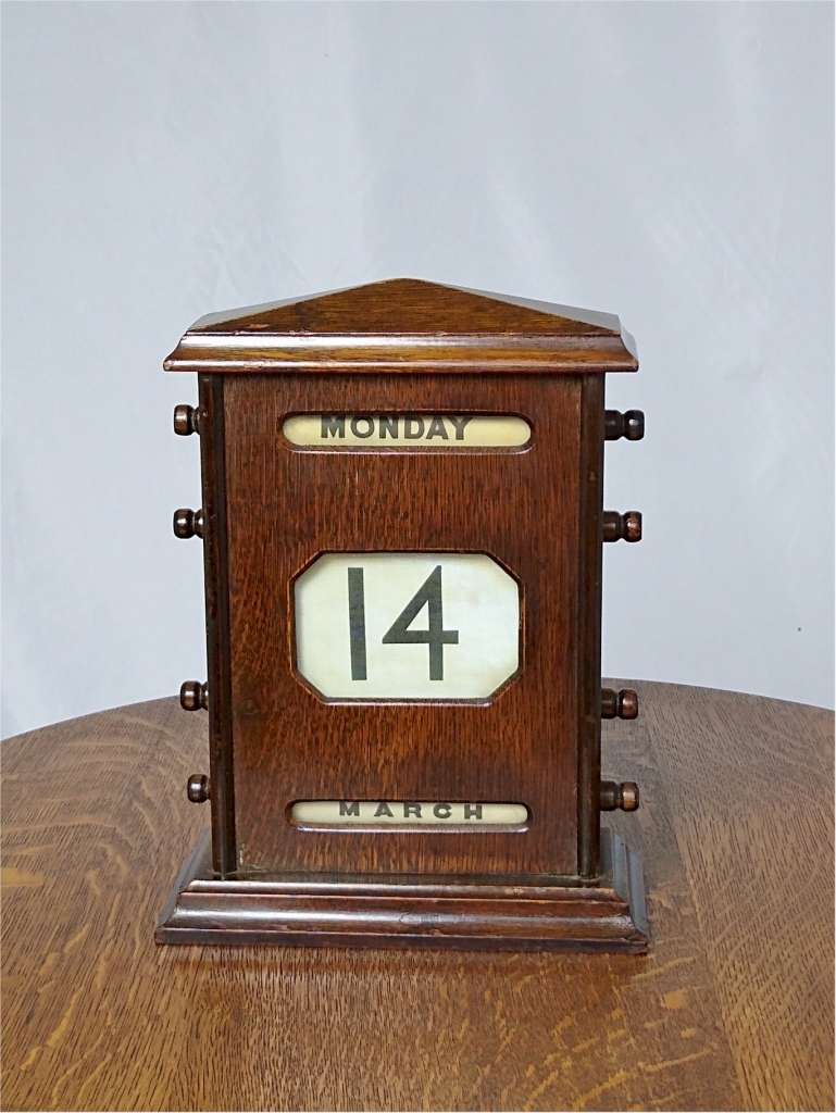Large 1920's perpetual calendar in oak