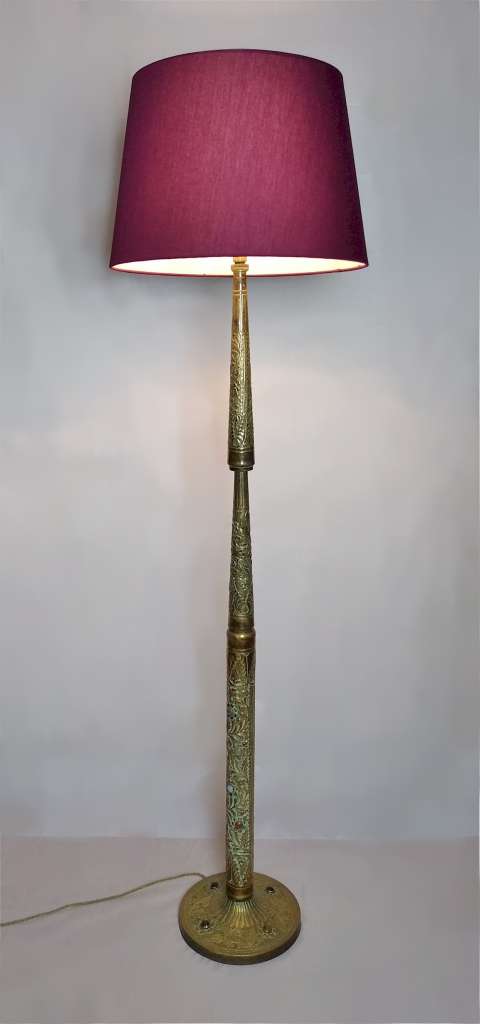 Brass standard lamp with semi precious stones