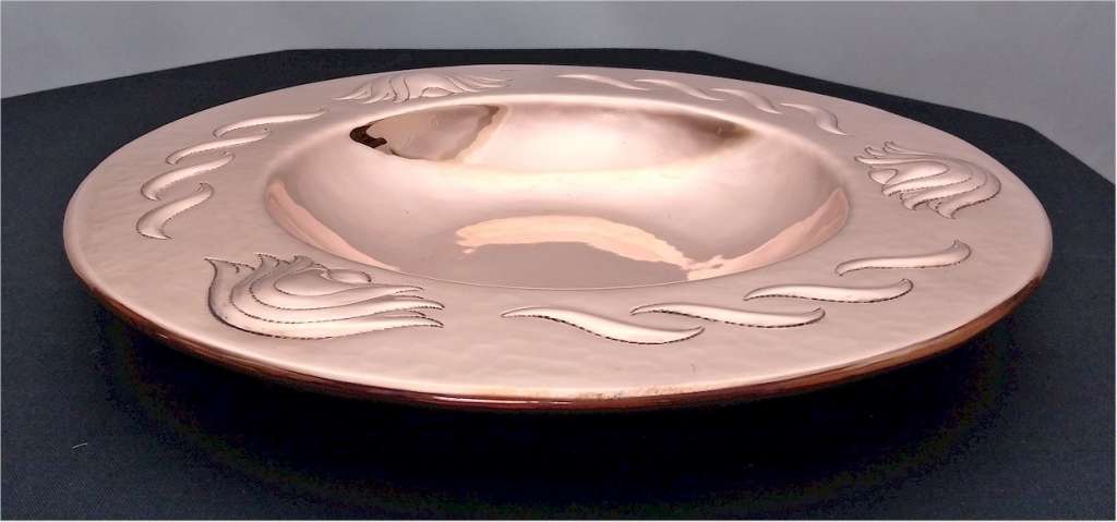 Newlyn fruit bowl in repoussee hammered copper
