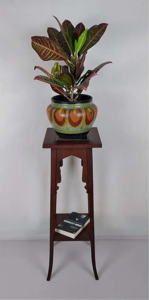 Arts and crafts tile topped plantstand in oak