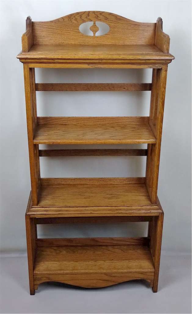 Arts and crafts bookcase golden oak with side arches