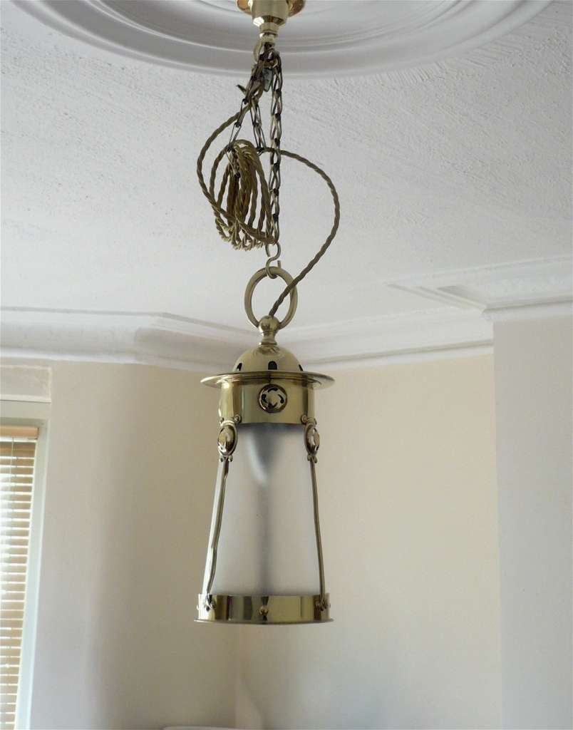 Arts and crafts ,tapered ,brass ceiling light