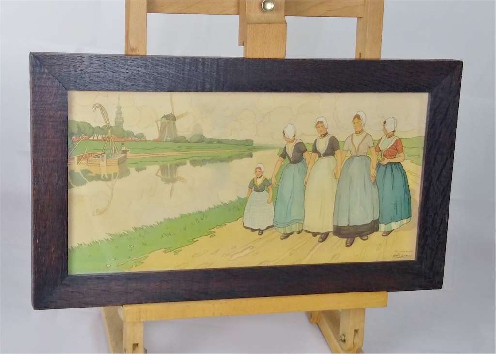  Pair of arts and crafts prints , Dutch scenes