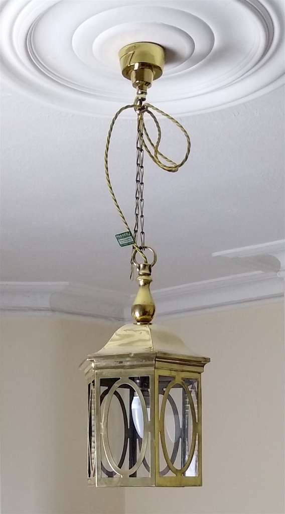  Pair of dome topped brass lanterns