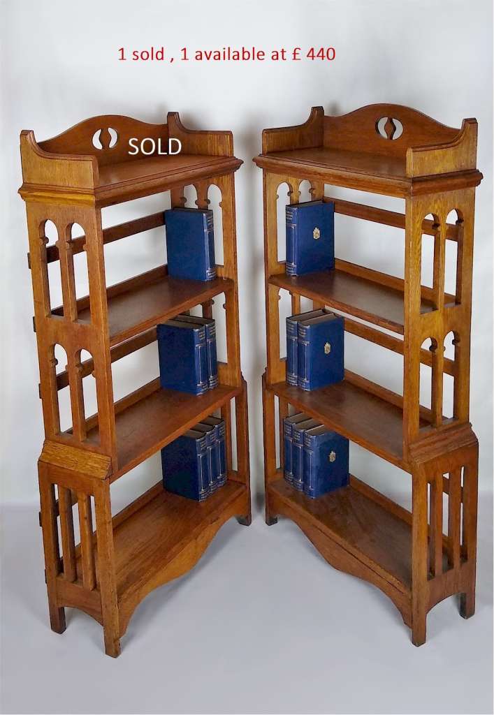 Pair of arts and crafts bookcases in oak