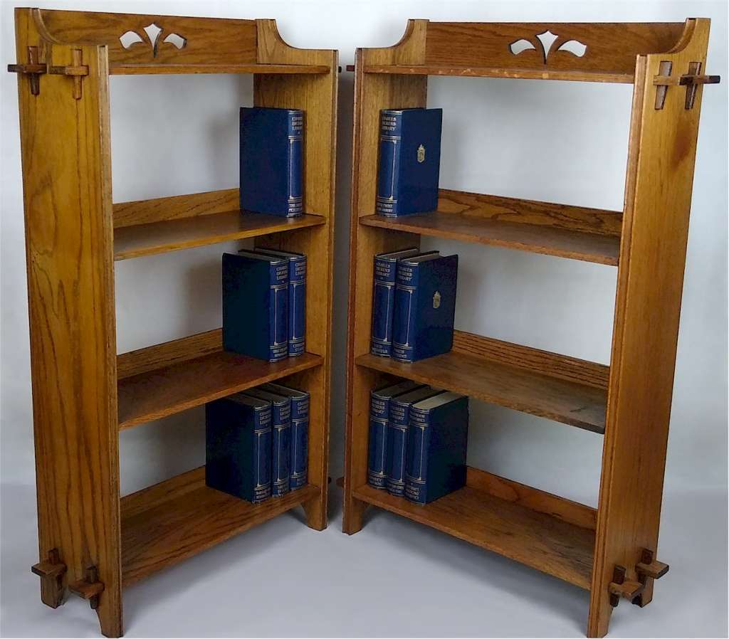 Pair of arts and crafts bookcases pegged