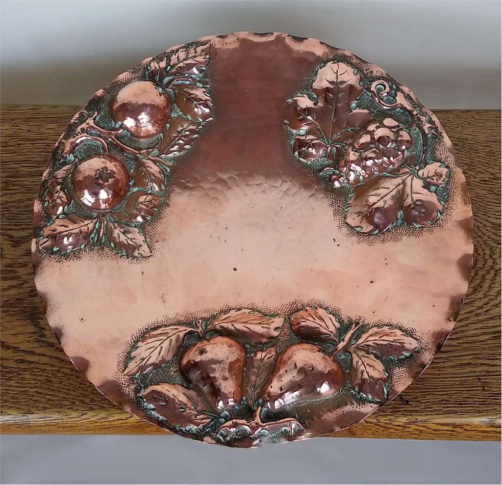 Arts and crafts hammered copper dish/tazza