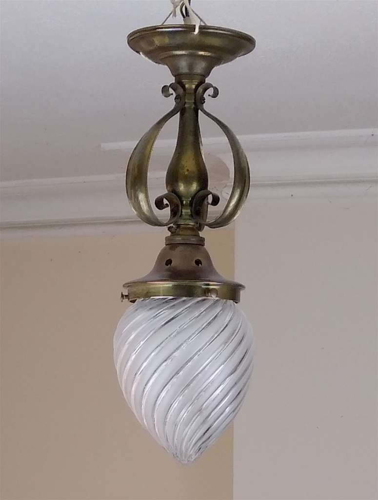 Small arts and crafts ceiling light hammered brass