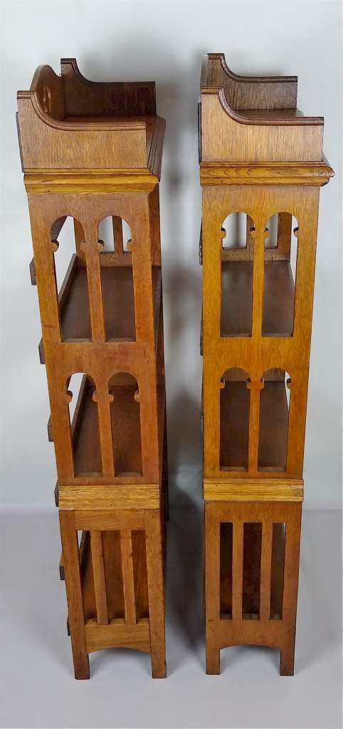 Pair of arts and crafts bookcases in oak