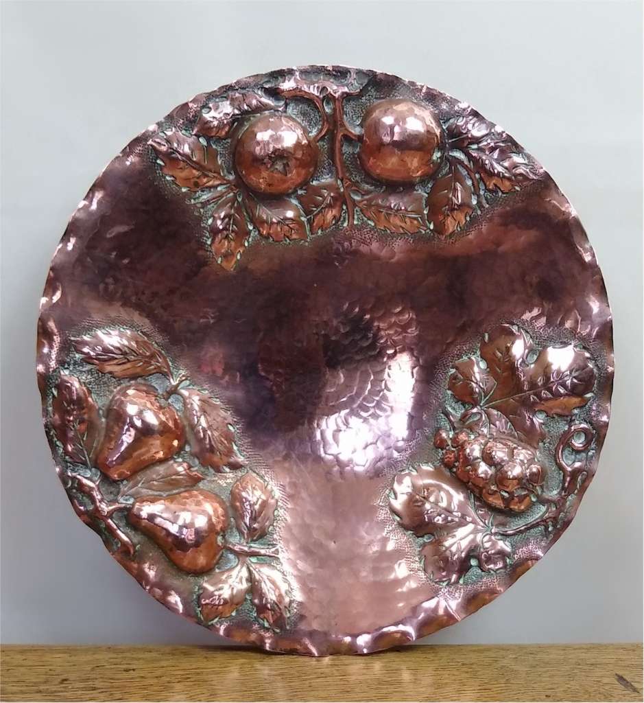 Arts and crafts hammered copper dish/tazza