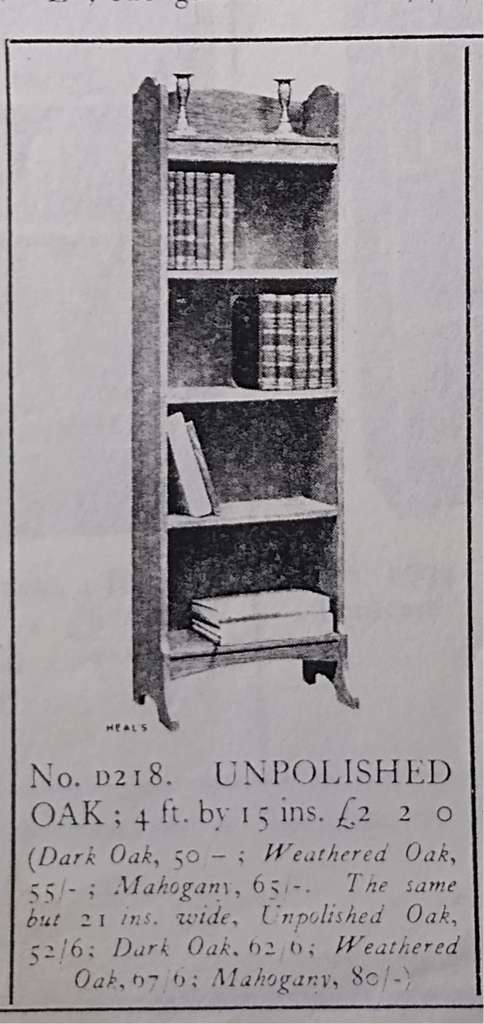 Heals narrow bookcase in oak