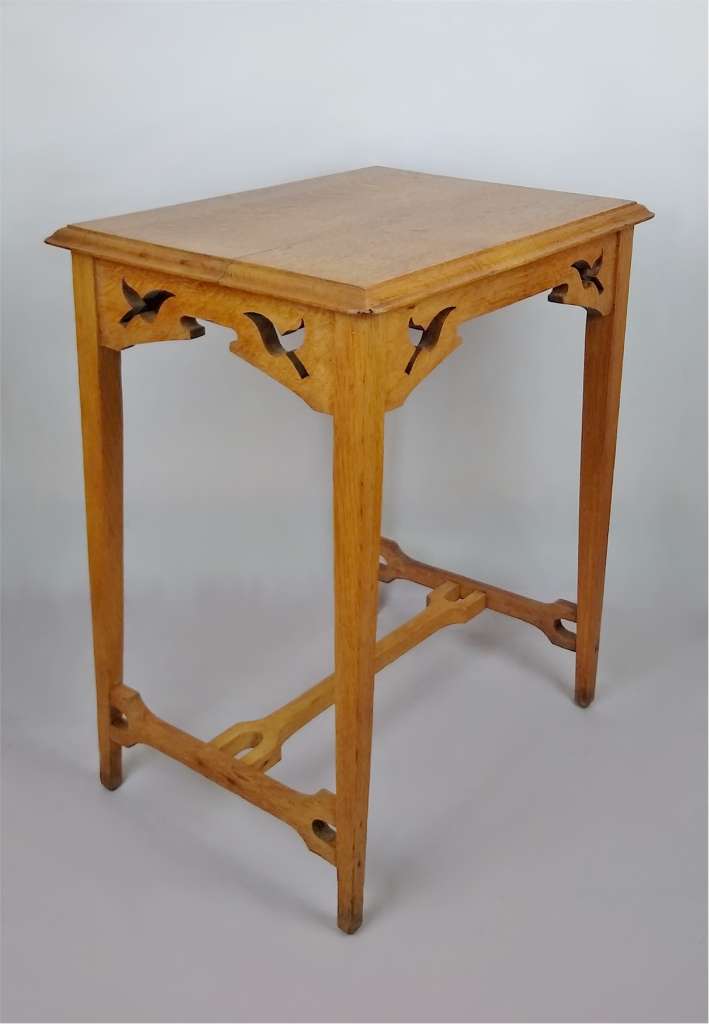  Arts and crafts side table with birds in flight