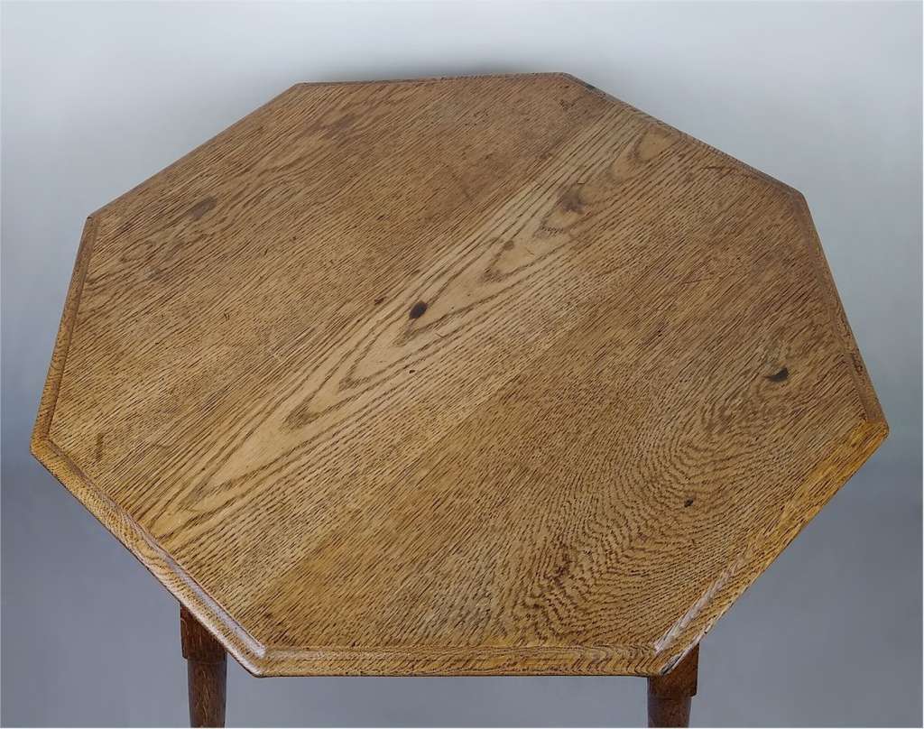 Arts and crafts octagonal top table in oak