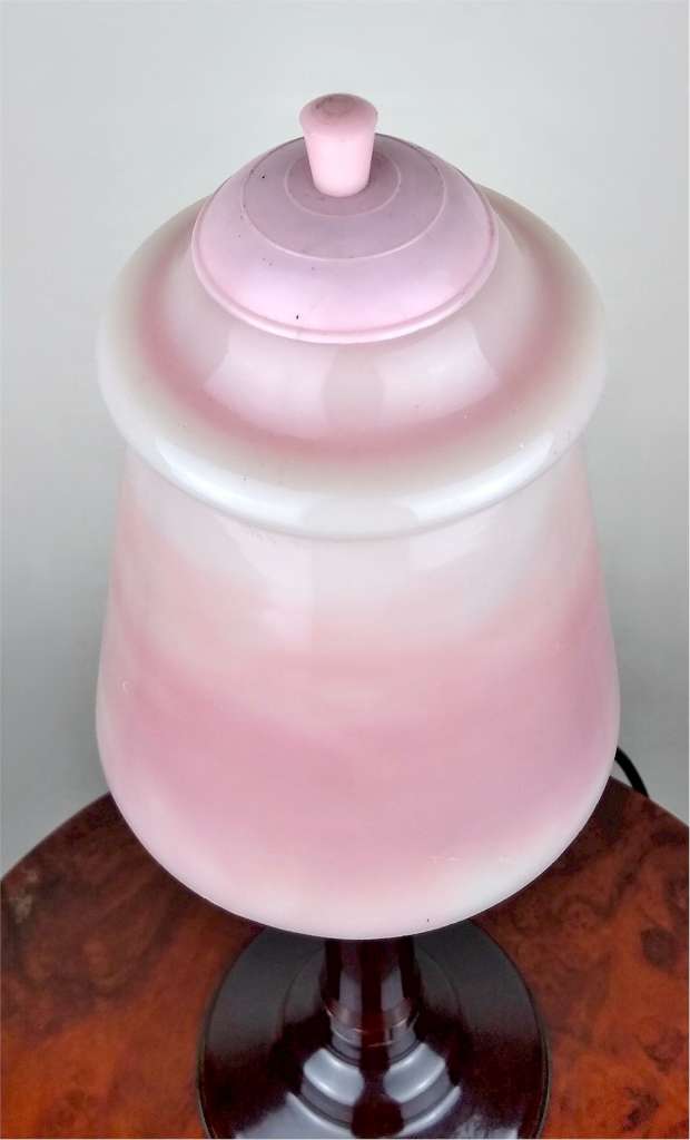 Art deco table lamp bakelite and glass