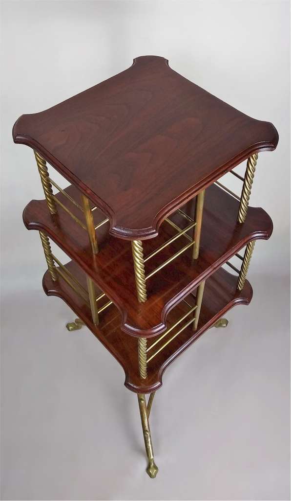 Victorian revolving bookcase in brass and mahogany
