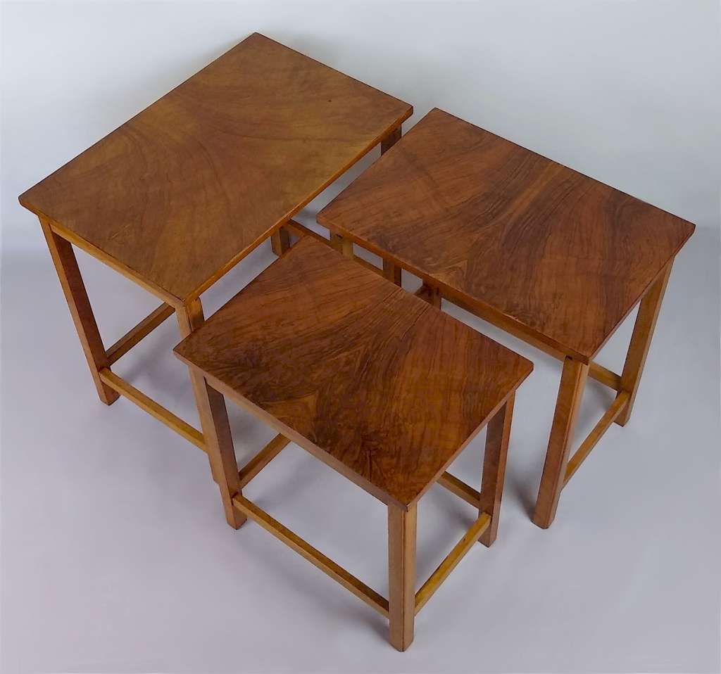 Walnut nest of tables by Heals
