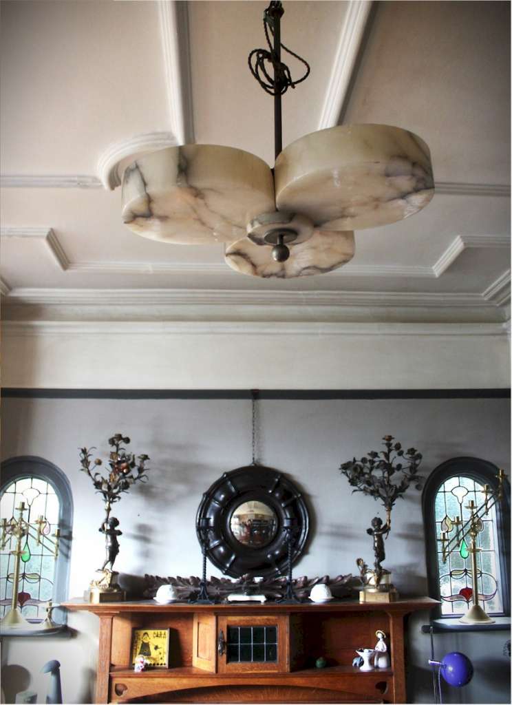 Art Deco alabaster ceiling shade