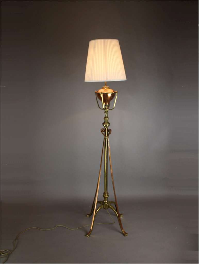 W.A.S Benson arts and crafts floor lamp c1900