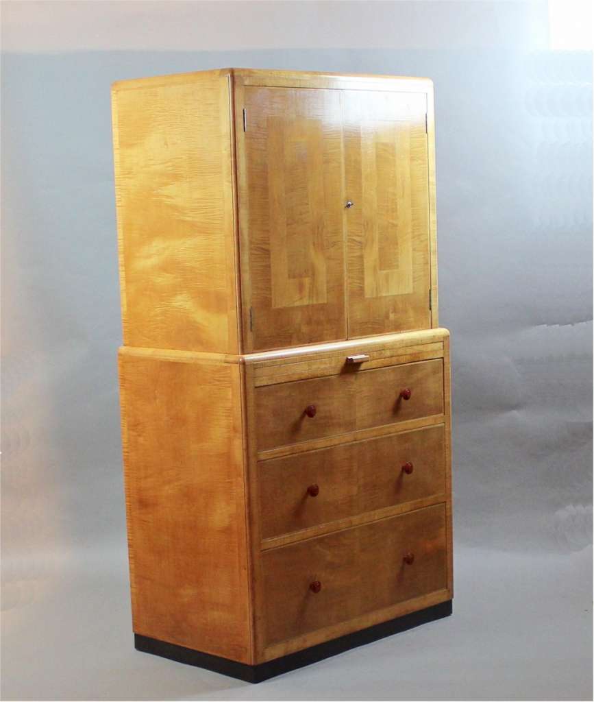 Art Deco blond cocktail cabinet by Betty Joel