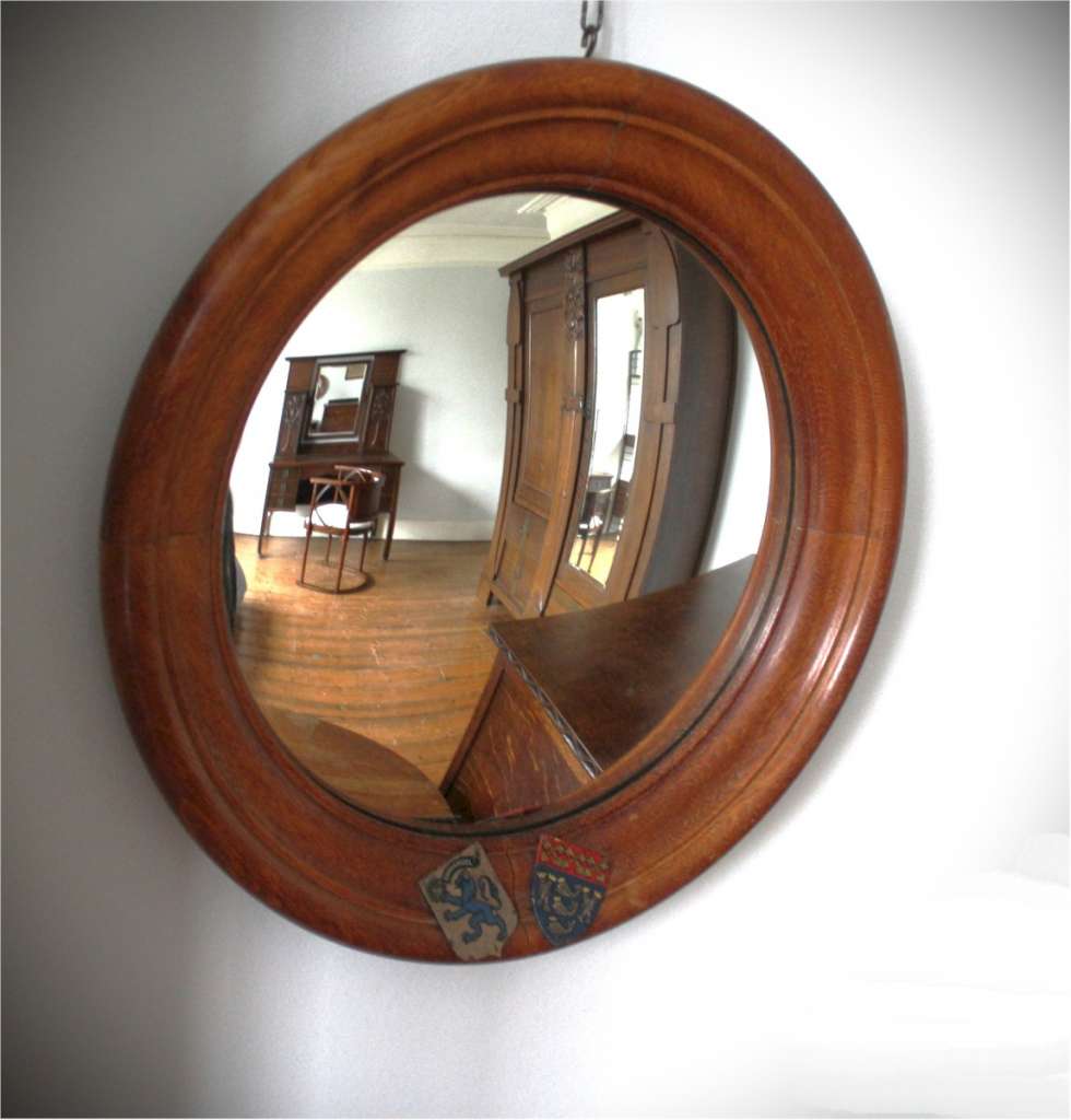 Circular oak framed convex mirror Cambridge University