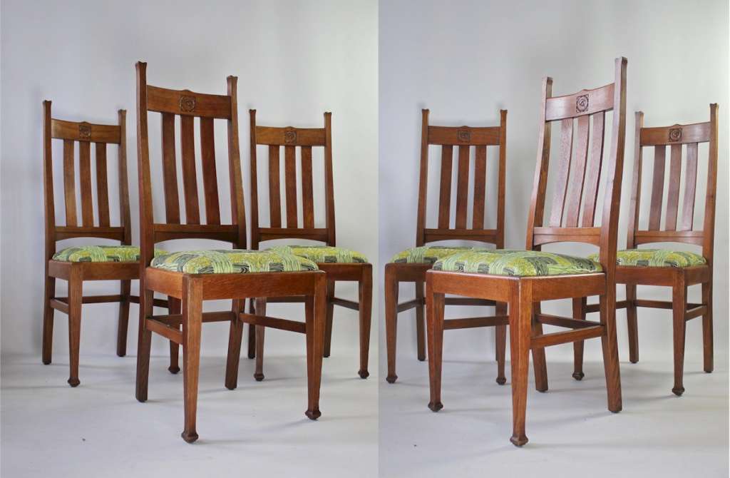  Scottish Rose arts and crafts dining chairs