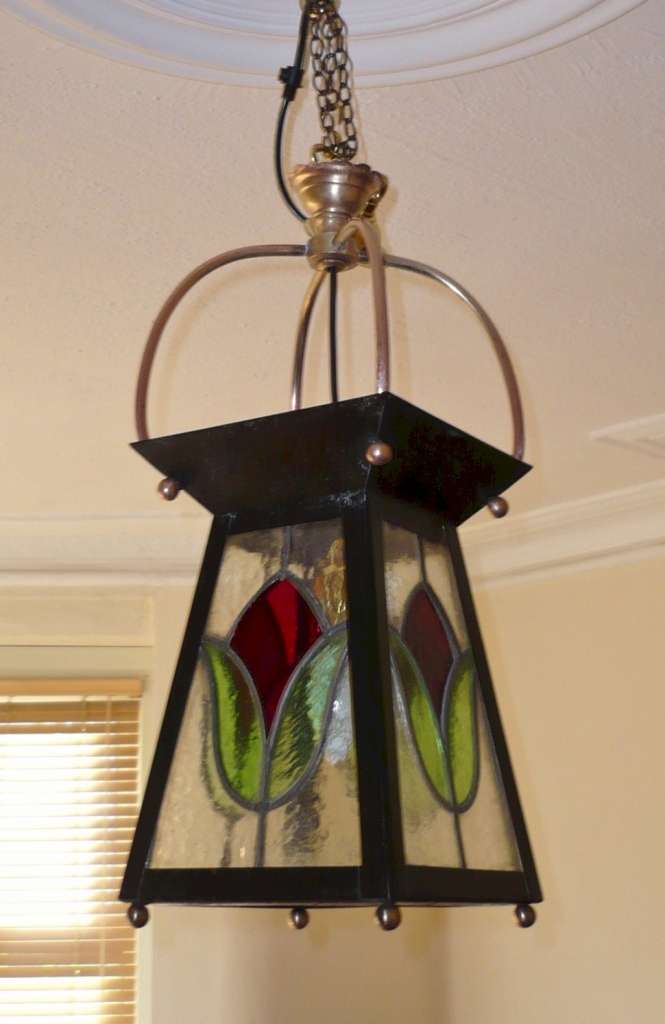 Arts and crafts stained glass lantern