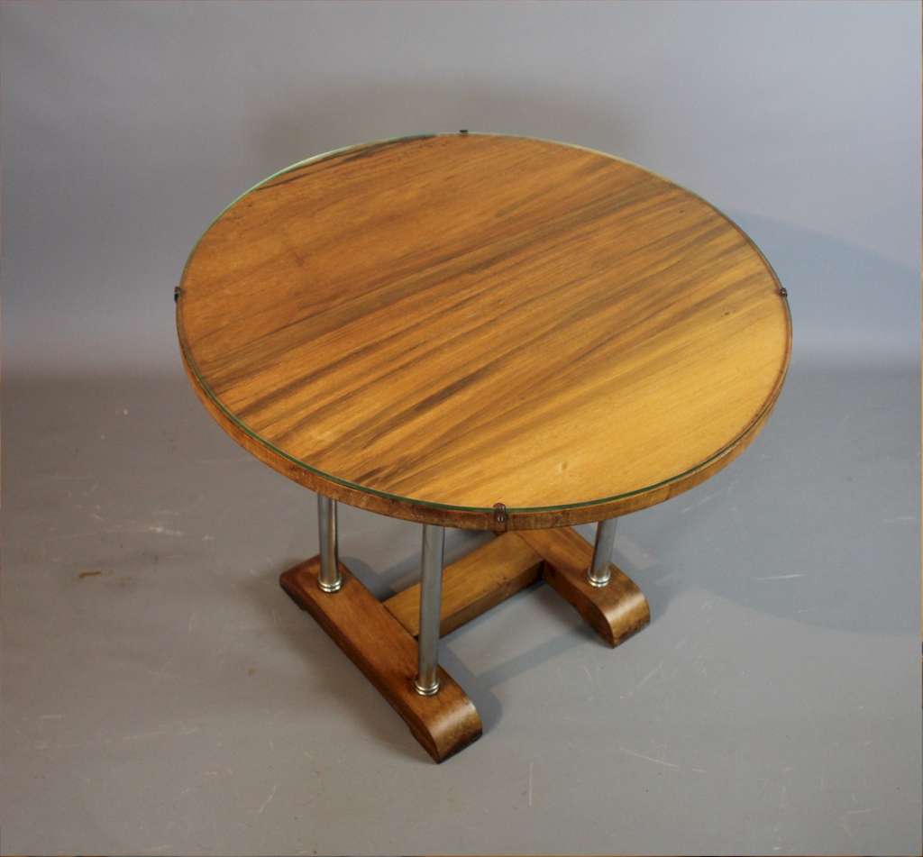 Art Deco Modernist chrome and walnut table