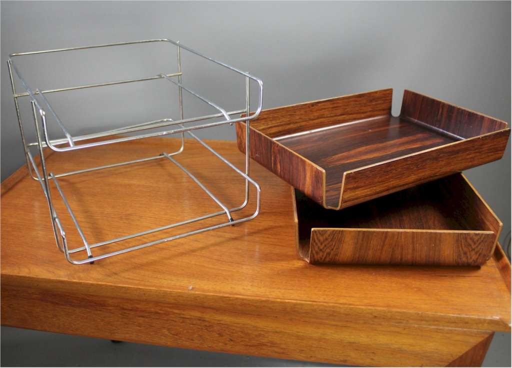 Mid Century paper tray organiser desk tidy stand