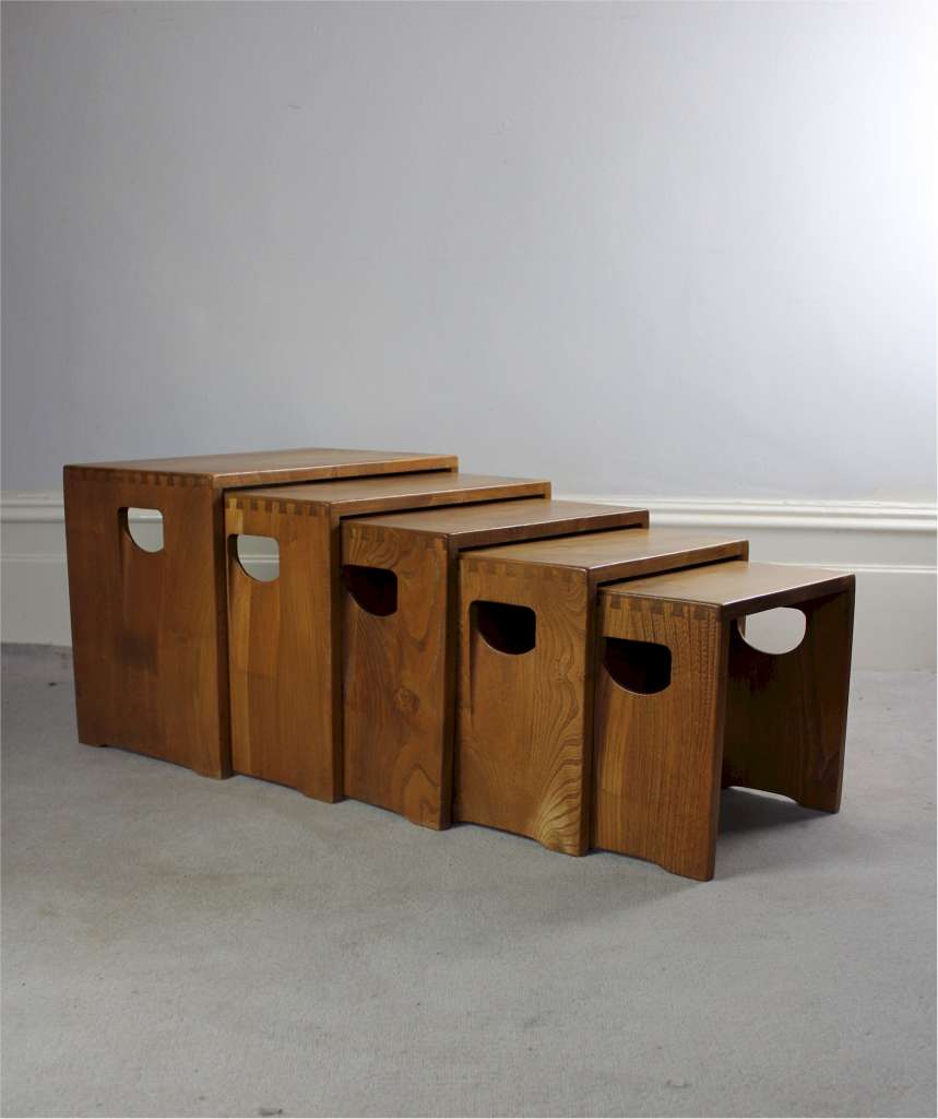 Ercol nest of five tables in Elm