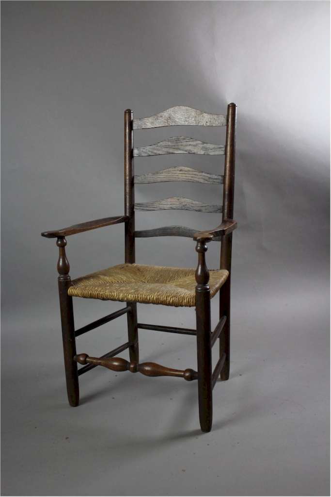 arts and Crafts Child's oak ladderback rushed chair after a design by Ernest Gimson