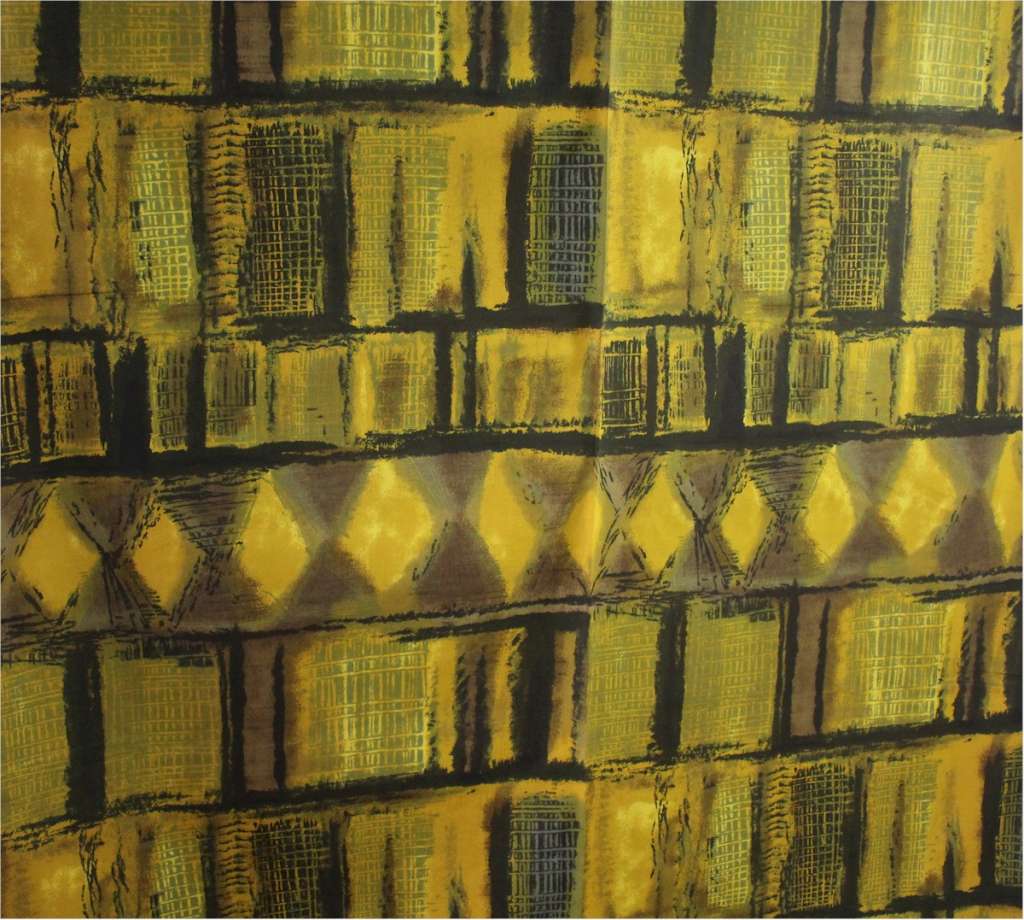A Bale of geometric green and yellow fabric 1970's