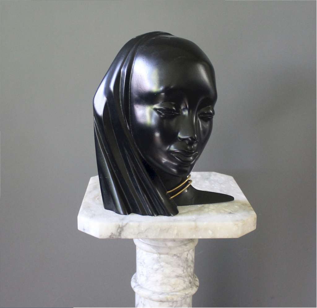 Karl Haganauer African bust figure, patinated bronze