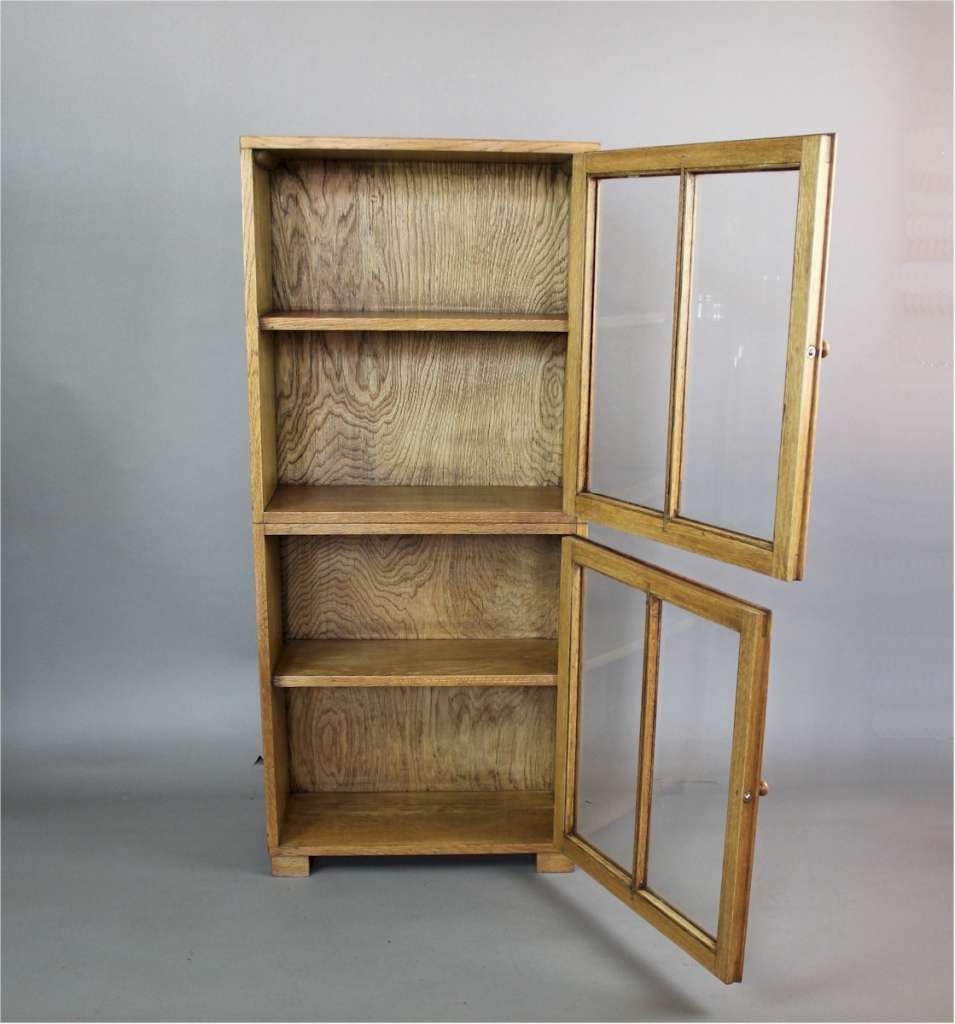 Light oak glazed bookcase by Heals c1930