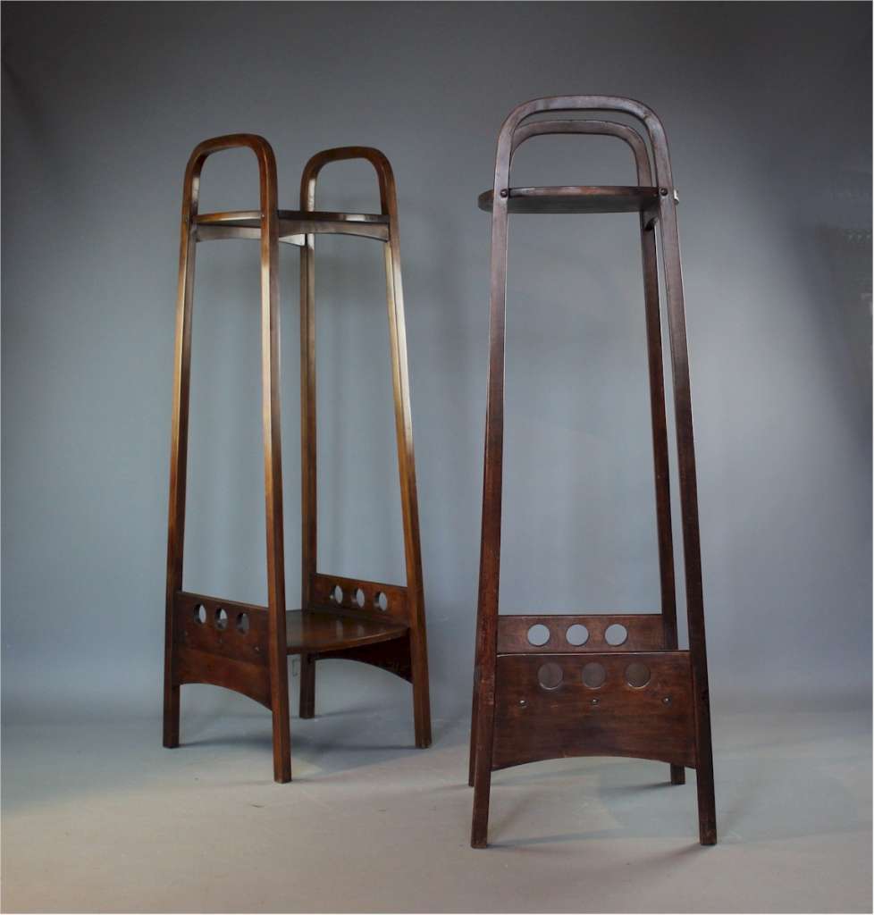Josef Hoffmann for Thonet pair of bentwood plant stands