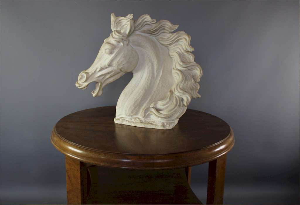 Impressive horse head sculpture