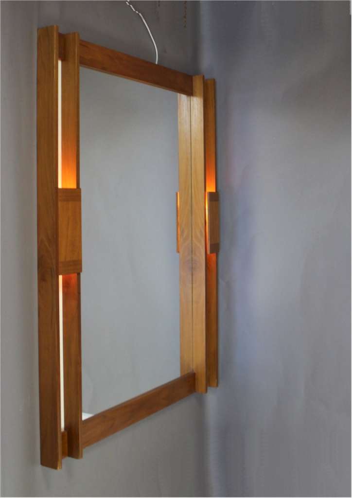Scandinavian Mid-Century Teak illuminated wall mirror c1960's