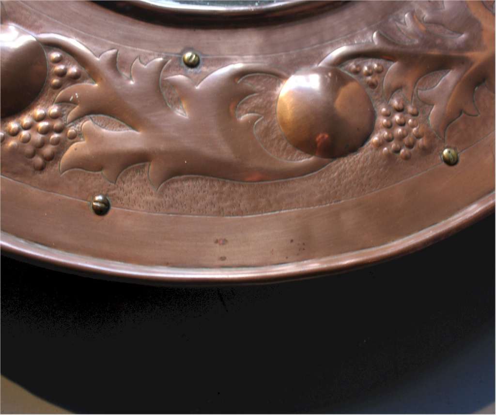 Arts and Crafts round copper mirror