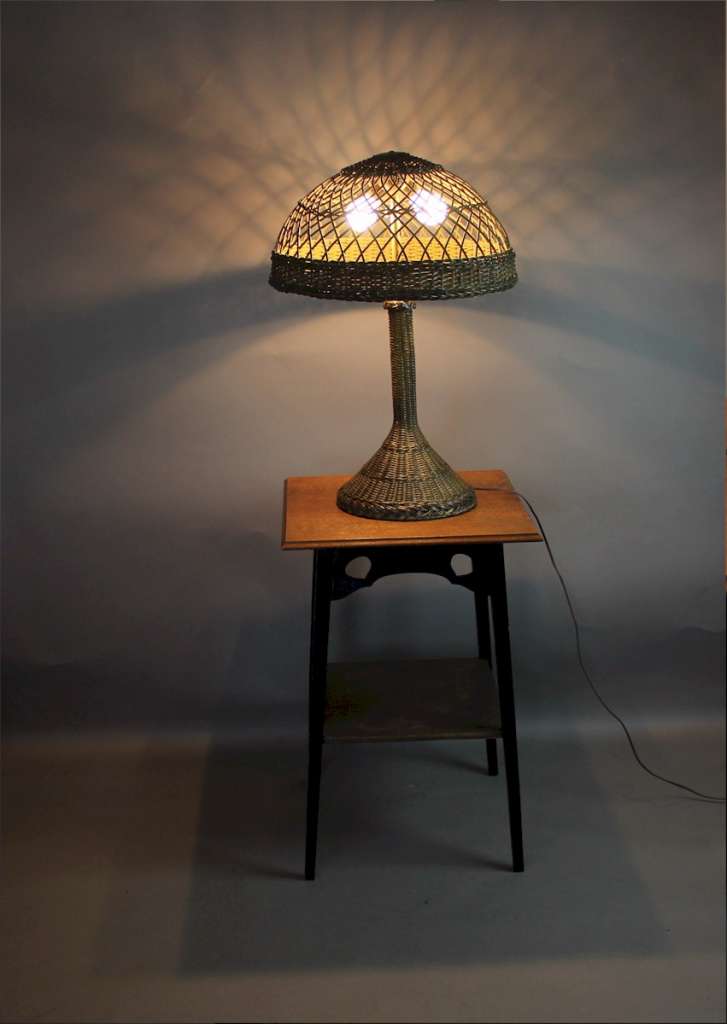 Large wicker table lamp c1920's.
