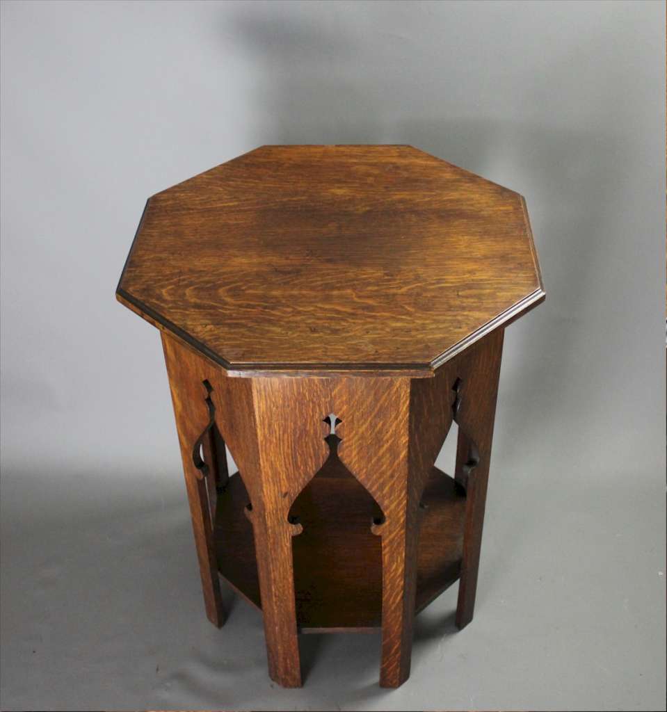 Large arts and crafts oak Moorish side table