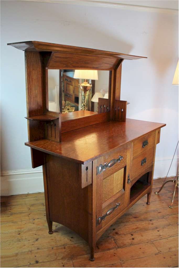 Classic arts and crafts sideboard by Harris Lebus c1900